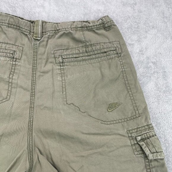 Vintage Nike Sportswear Cargo Shorts Mens Medium Green Distressed Drawstring - Picture 12 of 13